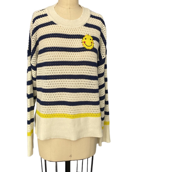Kerri Rosenthal White Smiley Face Sweater – Size Large (Anthropologie) - Picture 1 of 12